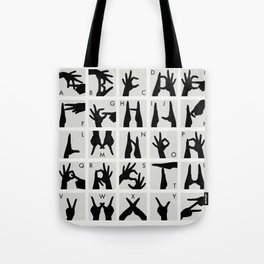 Infographic Guide to Finger Alphabet for Two Hands Identification Chart Tote Bag