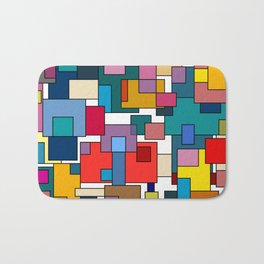 Color Blocks No. 7 Bath Mat | Green, Red, Brown, Graphicdesign, Tan, Graphic Design, Rose, Popart, Abstract, Illustration 