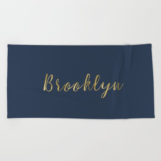Brooklyn Gold Script Beach Towel