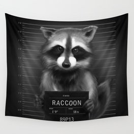 Raccoon Mugshot Wall Tapestry