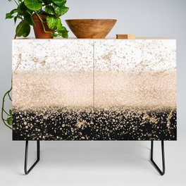 Elegant rose gold confetti marble design Credenza