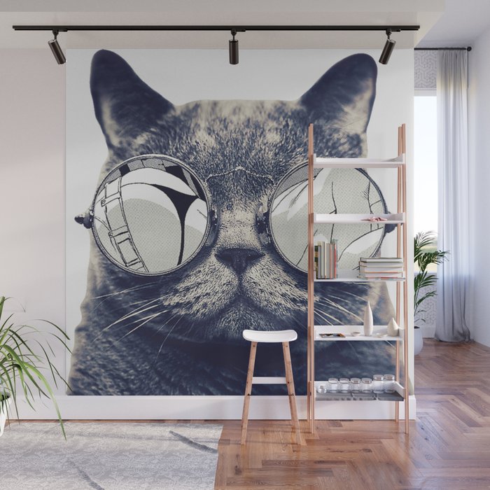 Cat With Glasses Wall Mural By Igorg Society6