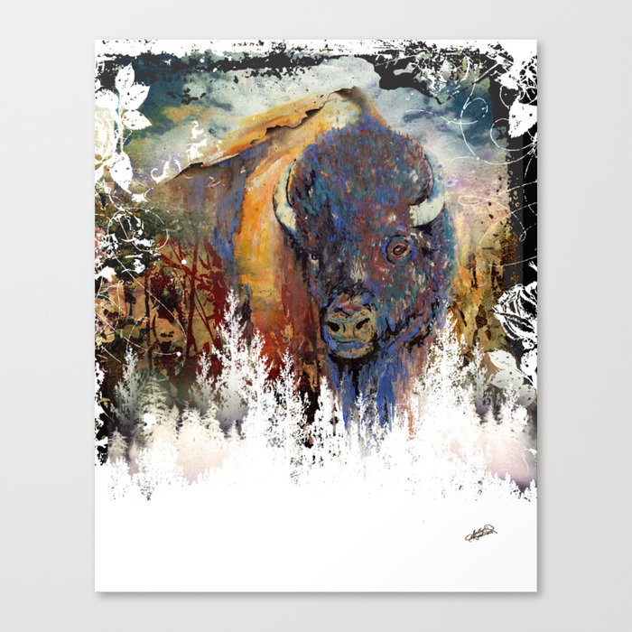 Watercolor Mixed Media Buffalo Canvas Print By Sallybarlow Society6