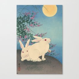 Shoson Ohara Two Rabbits Japanese Woodblock Art Canvas Print