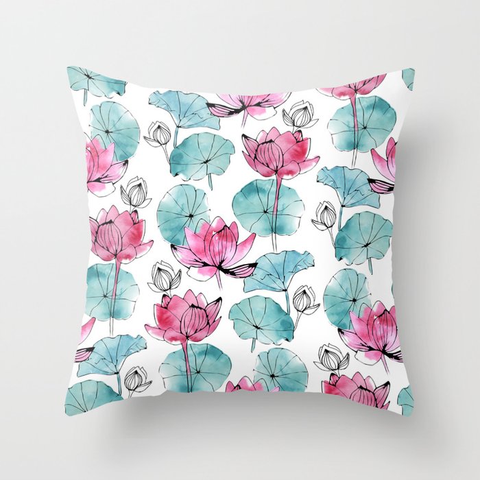 Waterlily buds Throw Pillow