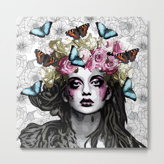 Rose, portrait of a woman with roses Metal Print
