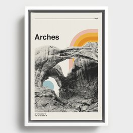 Retro Travel Poster, Arches National Park Collage Framed Canvas