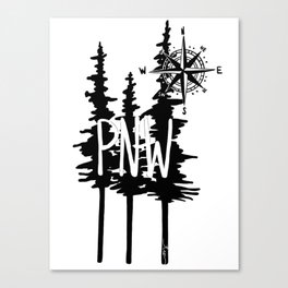 PNW Trees & Compass Canvas Print