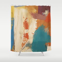 Rustic Orange Teal Abstract Shower Curtain
