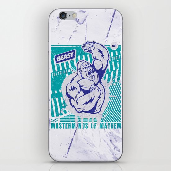 Mayhem Ape (Teal on Gun Metal) iPhone & iPod Skin