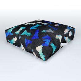 Chess Figures Pattern -Watercolor Blue and Teals Outdoor Floor Cushion