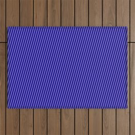 [ Thumbnail: Blue and Slate Blue Colored Striped Pattern Outdoor Rug ]