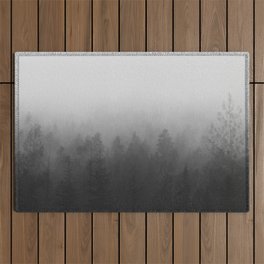  fog forest landscape photography - trees and clouds black and white   Outdoor Rug