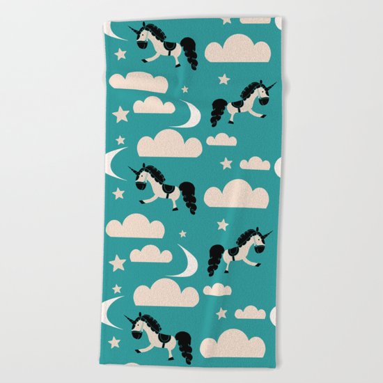 Unicorn Teal Beach Towel