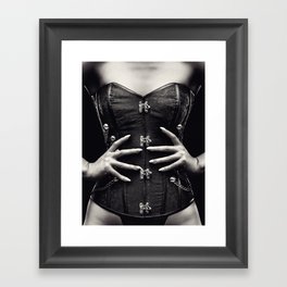 Woman corset close-up Framed Art Print
