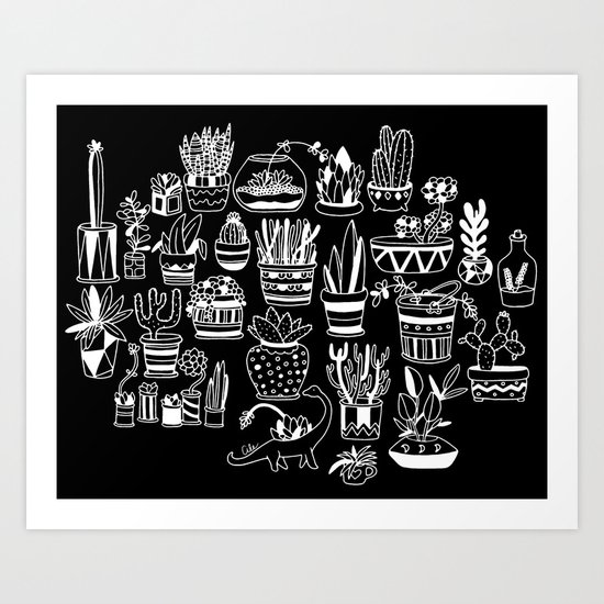 Succulent Party (Night Version) Art Print