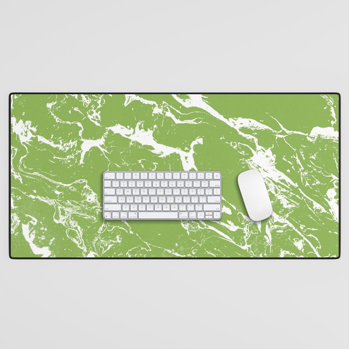 Modern green white marble greenery color of the year pattern Desk Mat