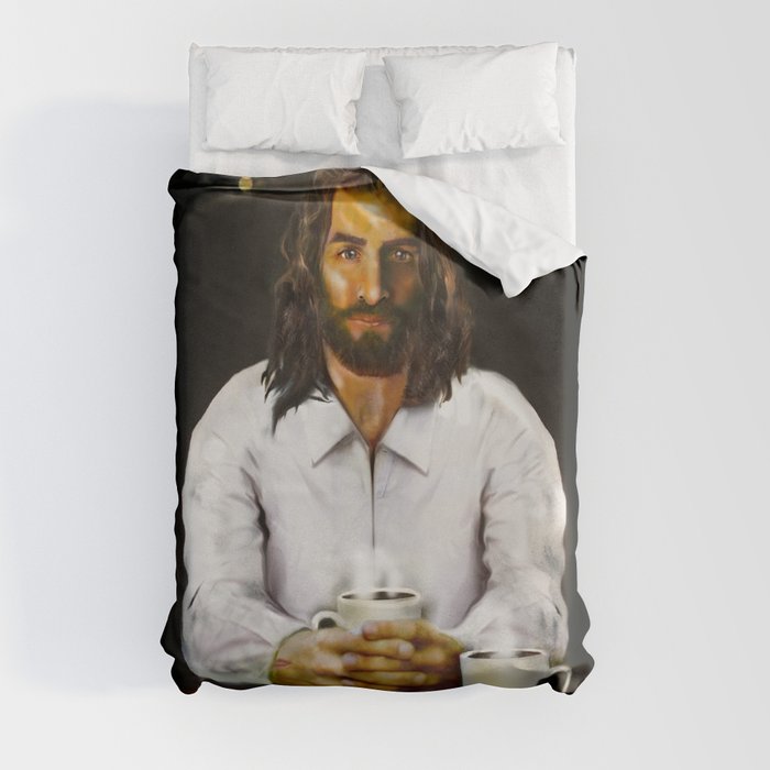 Coffee With Jesus Duvet Cover