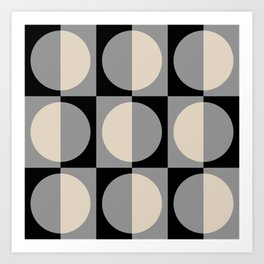 Retro Geometric Half Square and Circle Pattern 221 Art Print