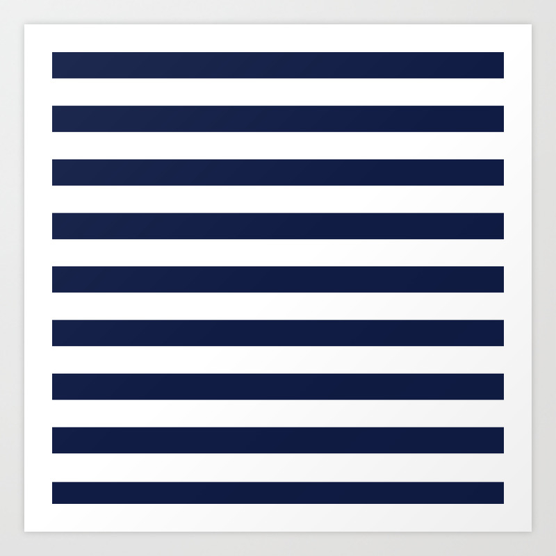 Nautical Navy Blue And White Stripes Art Print By Followmeinstead