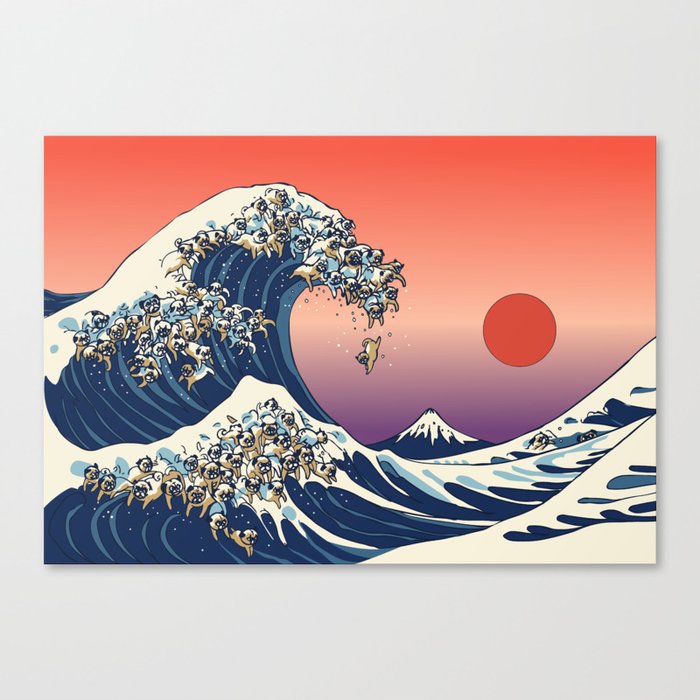 The Great Wave of Pug Canvas Print