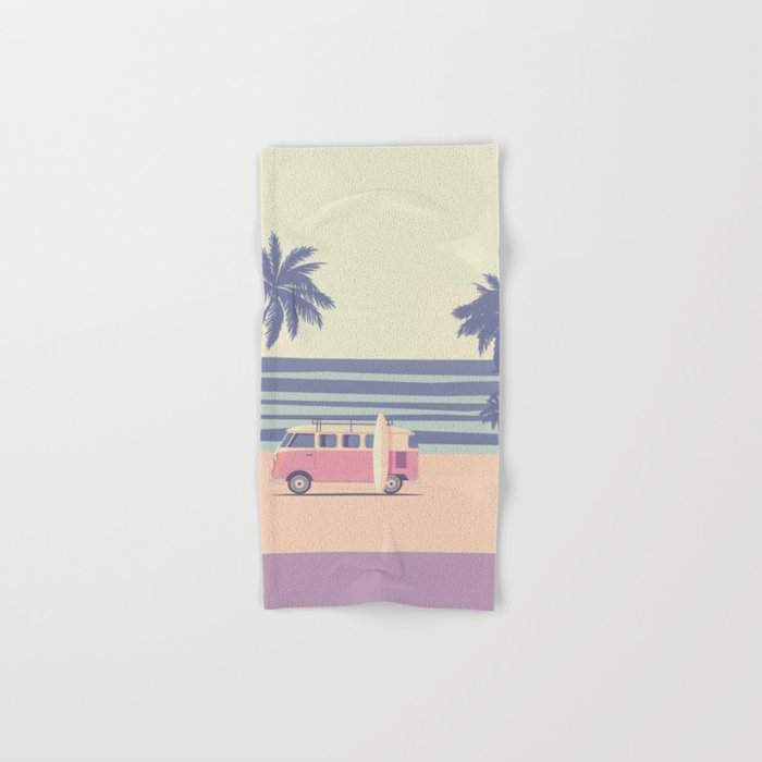 Surfer Graphic Beach Palm-Tree Camper-Van II Hand & Bath Towel