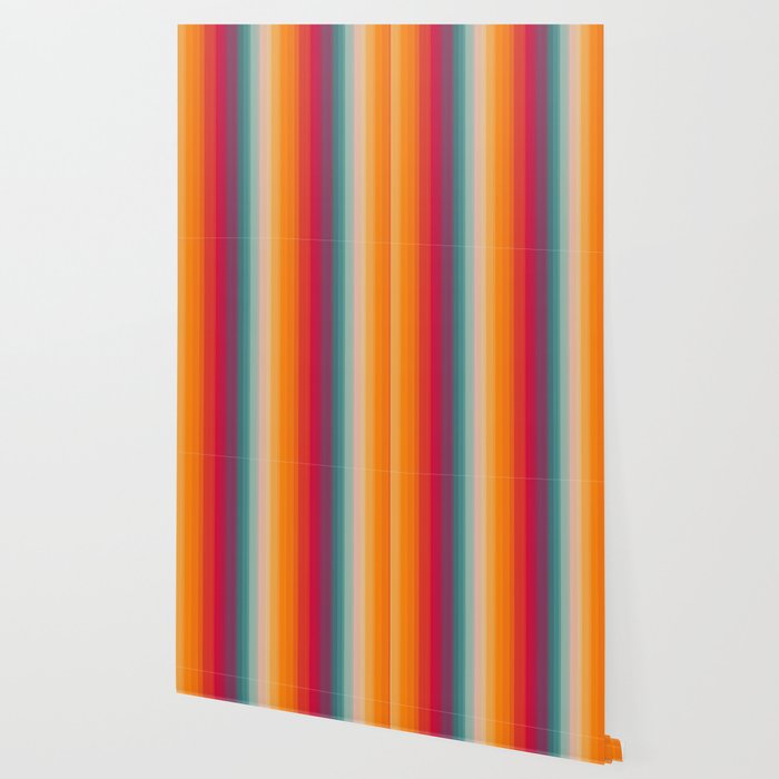 Retro Rainbow Striped Pattern Wallpaper By Nicnak85 Society6