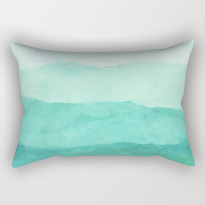 Ombre Waves in Teal Rectangular Pillow
