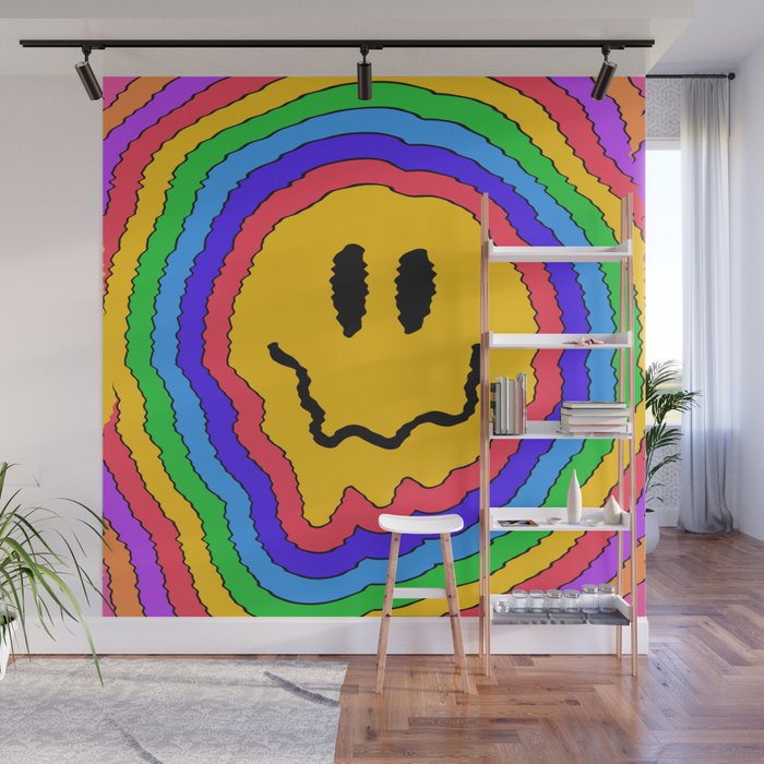  Trippy Smiley Face Wall Mural
