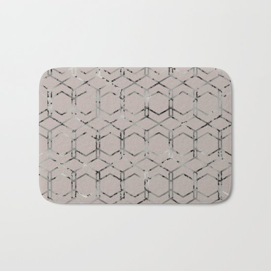 Silver Geometric Art Deco - Gatsby Taupe Bath Mat