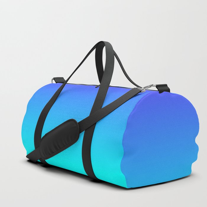 Neon Blue and Bright Neon Aqua Ombré Shade Color Fade Duffle Bag