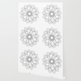 Mandala Flower, Black and White  Wallpaper | Floral, Mandala, Monochromatic, Digital, Flower, Nature, Boho, Graphicdesign, Zen, Meditation 