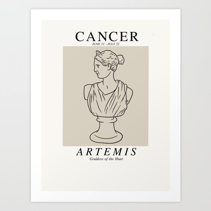 Cancer Artemis Goddess of the Hunt Minimalist Greek Statue Light