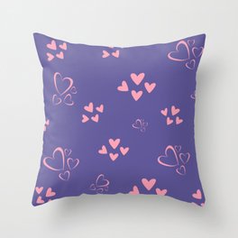 Purple, Pink Cute hearts Throw Pillow