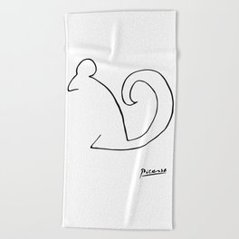 Pablo Picasso, The Squirrel, Artwork, Animals Line Sketch, Prints, Posters, Bags, Tshirts, Men, Wome Beach Towel