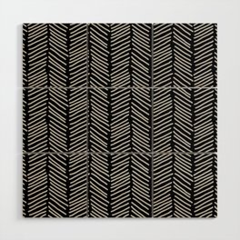 Herringbone Dashes Pattern in Black and Gray Geometric Arrows Wood Wall Art
