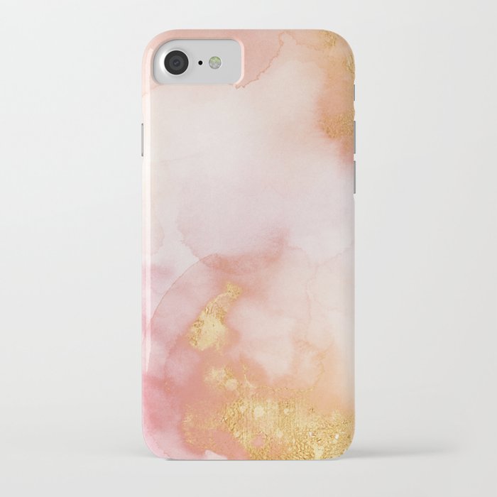 Rose Gold Blush Marble Gold Galaxy Texture iPhone Case