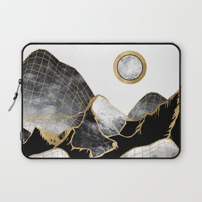 Minimal Black and Gold Mountains Laptop Sleeve