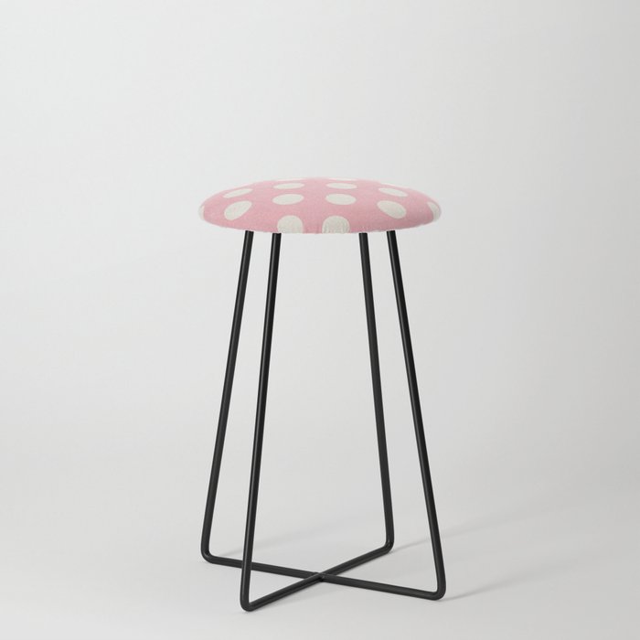 Soft Pink & Ivory Spotted Print  Counter Stool