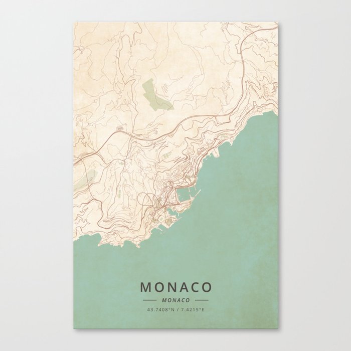 Monaco, Monaco - Vintage Canvas Print