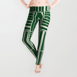 Green abstract block stripes Leggings