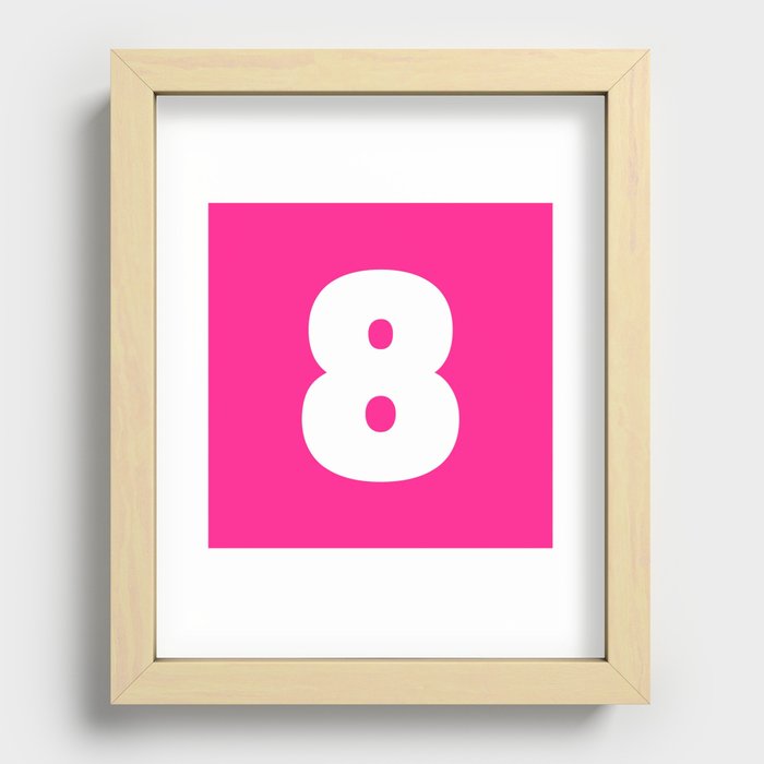 8 (White & Dark Pink Number) Recessed Framed Print