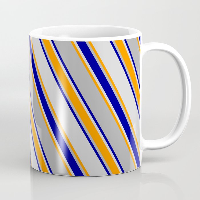 Dark Grey, Dark Blue, Light Gray & Dark Orange Colored Lines/Stripes Pattern Coffee Mug