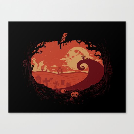 View over Halloween Town Canvas Print