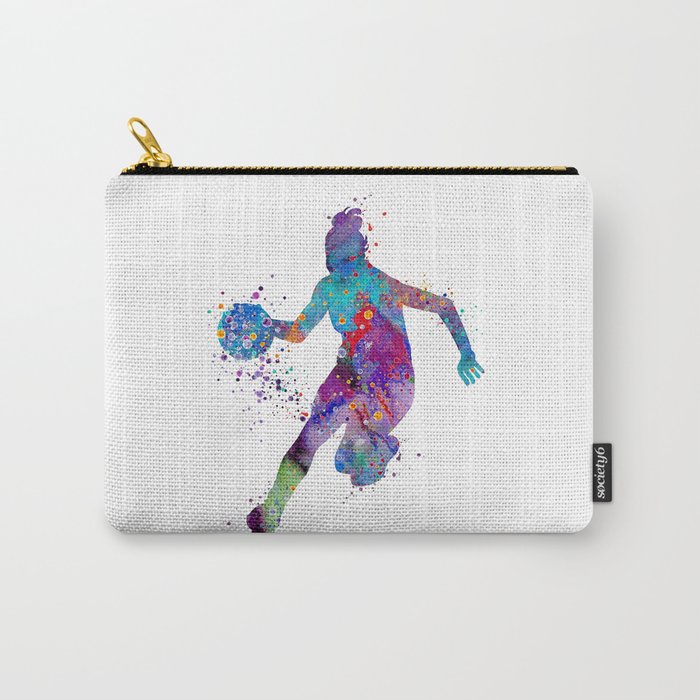Girl Basketball Watercolor Print Sports Art Basketball Decor Sports Poster Nursery Art Carry-All Pouch