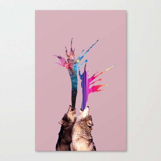 wolves howling Canvas Print