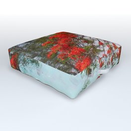 Wasting Away in Margaritaville - Key West, Straits of Florida landscape painting with Royal Poinciana blossoms Outdoor Floor Cushion | Keywest, Royal, Everglades, Flowering, Flowers, Painting, Miami, Poppies, Mexico, Floral 