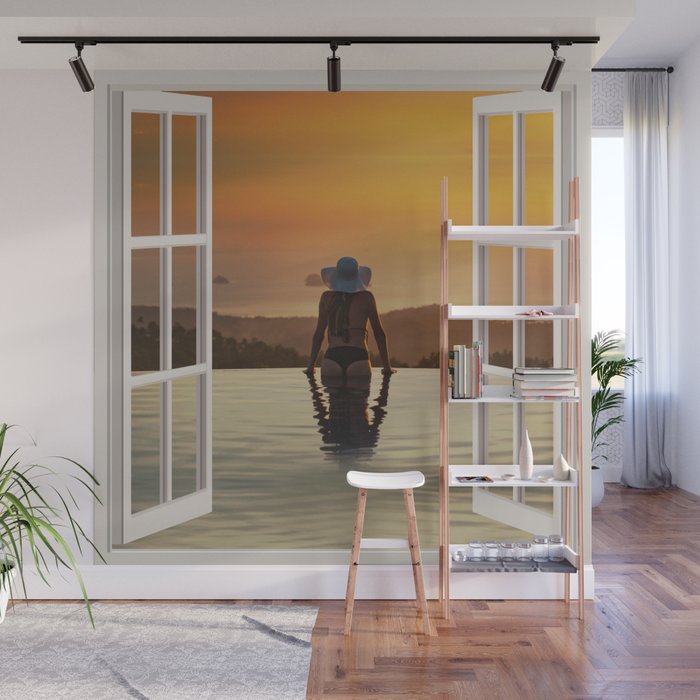 Y At The Edge Of Pool Open Window Art Wall Mural By Y At The Edge Of Pool Open Window Art Wall Mural By Carlitov Society6