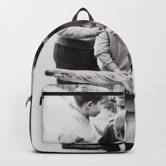 The Gangs of Paris, Little Boys with Morning Baguettes black and white photography - black and white photographs Backpack
