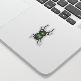 Unstoppable Green Beetle Sticker